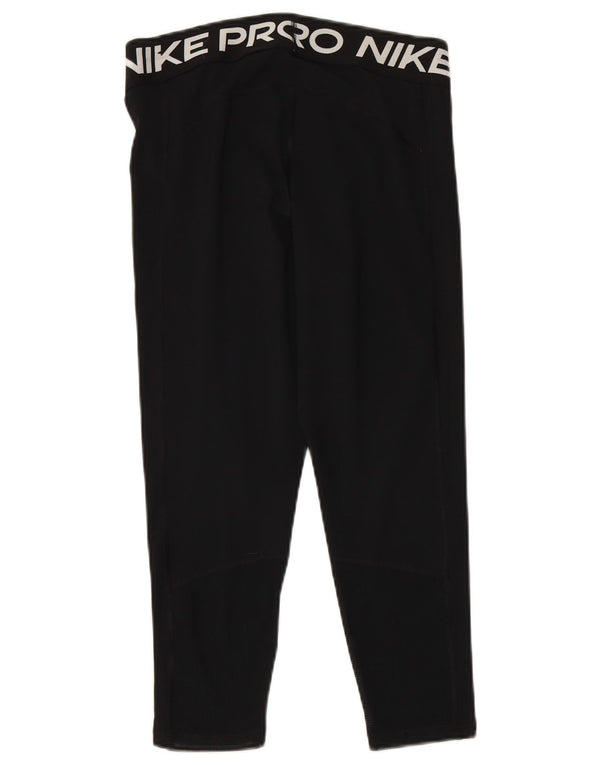 NIKE Womens Dri Fit Graphic Leggings UK 14 Large  Black Polyester