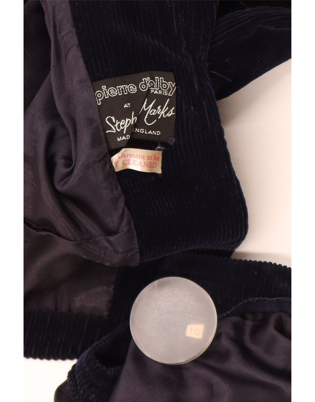 PIERRE D'ALBY Womens Corduroy 2 Piece Skirt Set UK 10 Small W24 Navy Blue