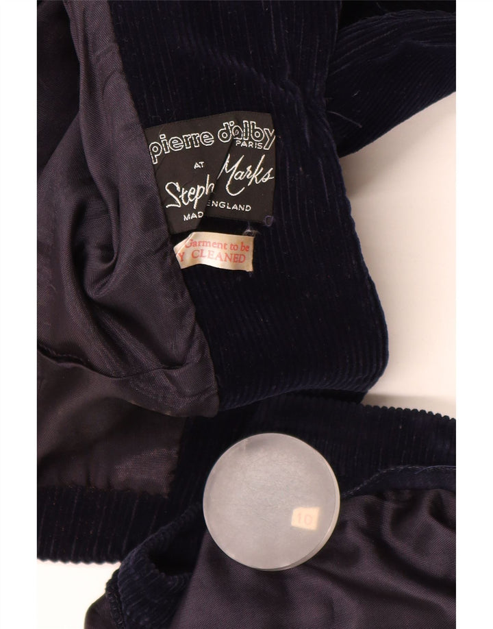 PIERRE D'ALBY Womens Corduroy 2 Piece Skirt Set UK 10 Small W24 Navy Blue