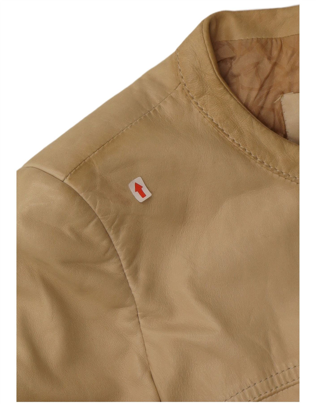 Valentino Womens Crop Leather Jacket IT 40 Small Beige Leather