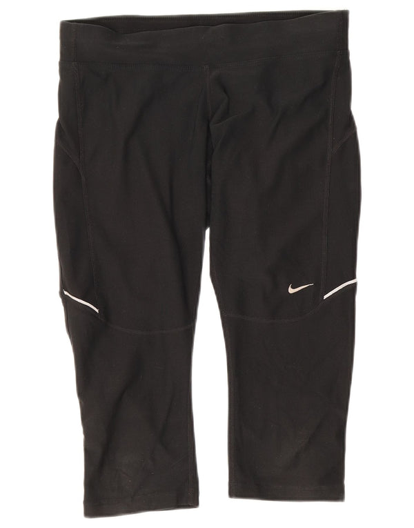 Nike Womens Dri Fit Capri Leggings UK 10 Small Black Polyester