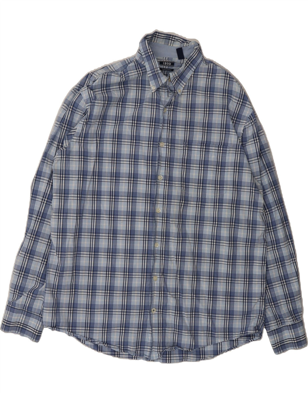 IZOD Mens Shirt Large Blue Check Cotton Vintage Izod and Second-Hand Izod from Messina Hembry 