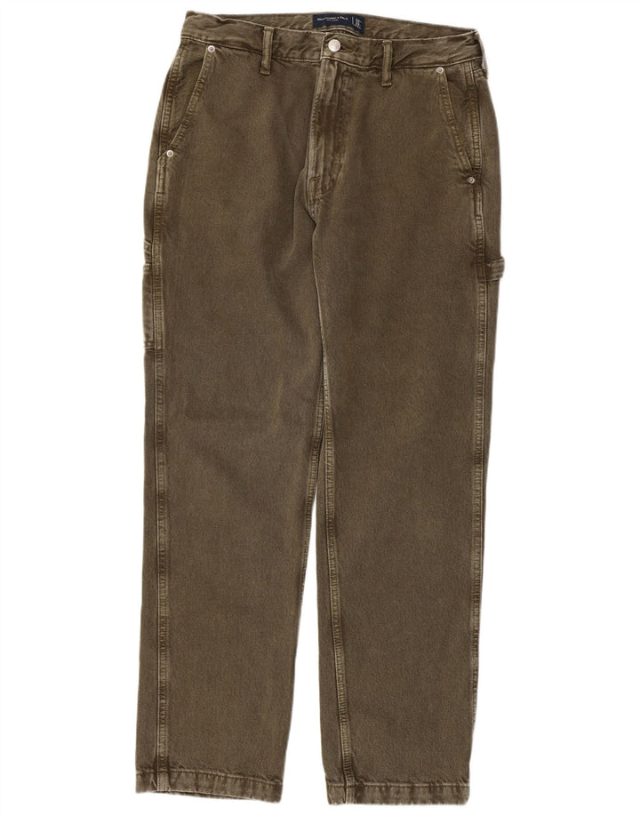 ABERCROMBIE & FITCH Mens Loose Fit Cargo Trousers W32 L32 Khaki 90s