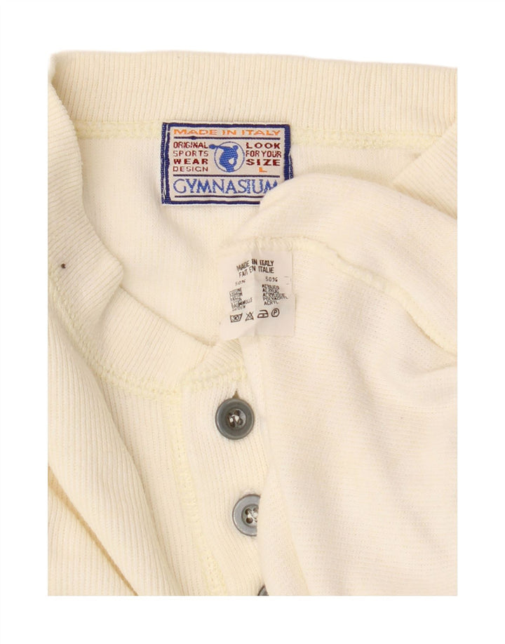 GYMNASIUM Womens Oversized Button Neck Jumper Sweater UK 16 Large White