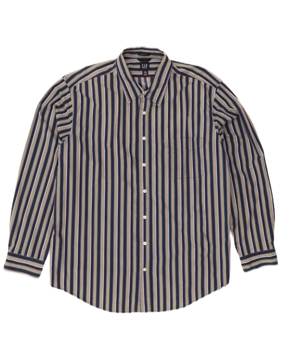 Gap Mens Classic Fit Shirt Size 18 1/2 2XL Multicoloured Striped Cotton