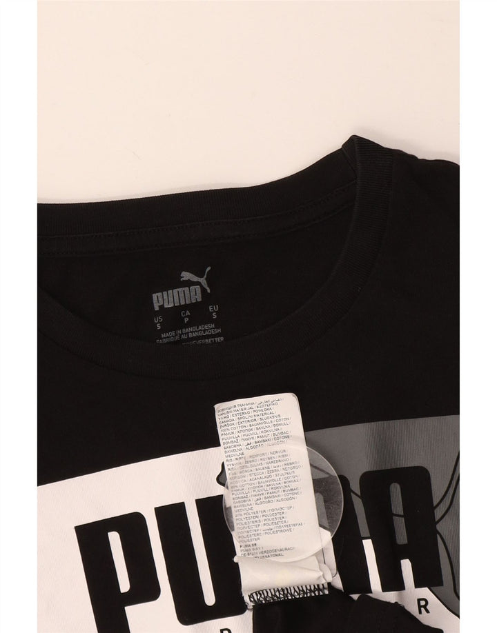 PUMA Mens Graphic T-Shirt Top Small Black Cotton