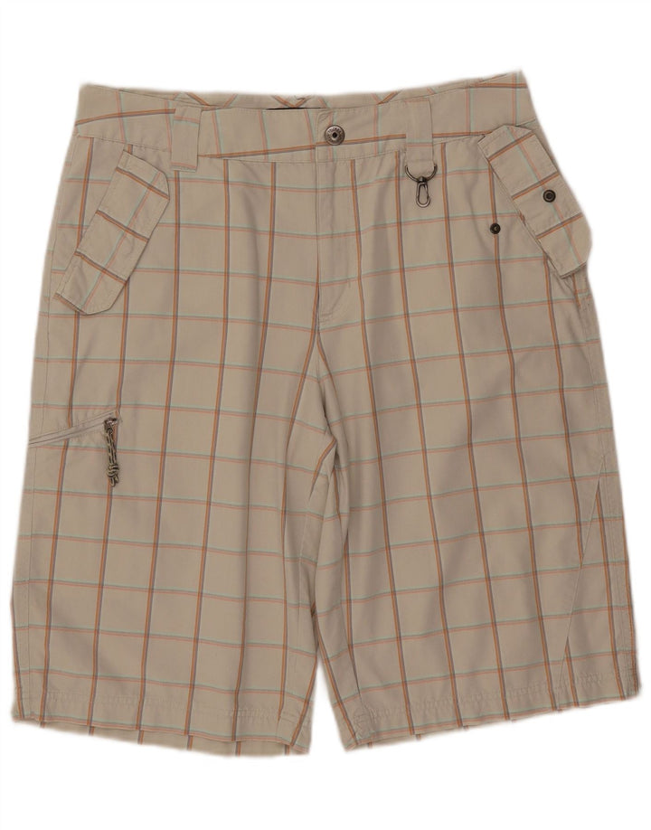 COLUMBIA Mens Cargo Shorts W34 Large Beige Check Cotton