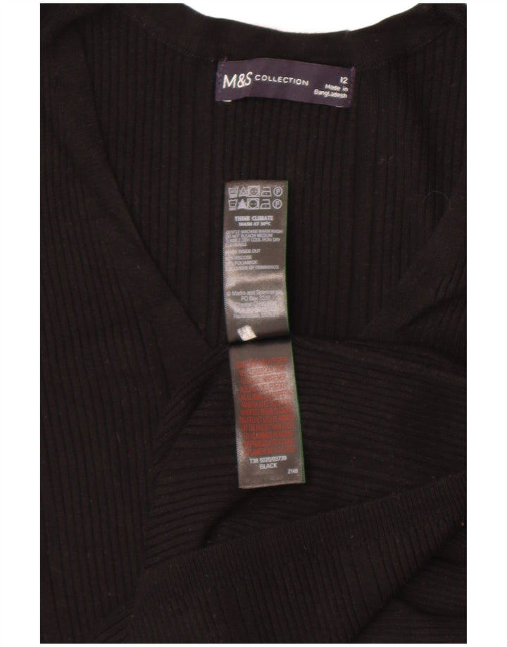 Marks & Spencer Womens V-Neck Jumper Sweater UK 12 Medium Black Viscose