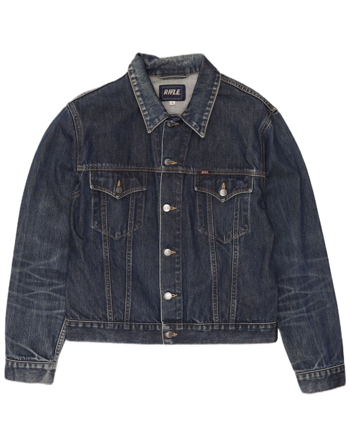 Rifle Mens Denim Jacket UK 40 Large Blue Cotton