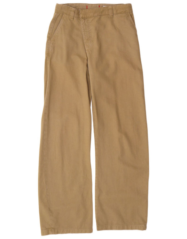 Zara Womens High Waist Wide Leg Chino Trousers Small W26 L32 Khaki