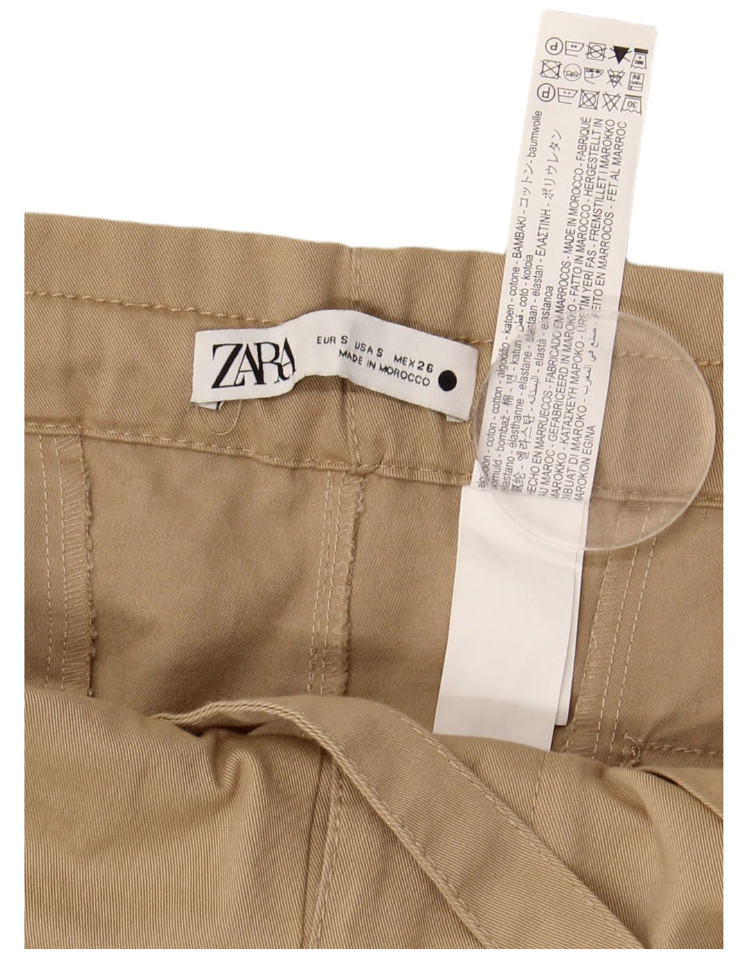 ZARA Womens Straight Casual Trousers Small W26 L29 Beige Cotton