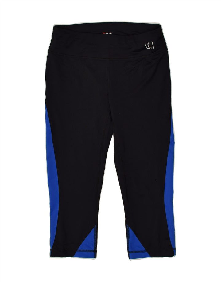 FILA Womens Capri Leggings UK 10 Small Navy Blue Colourblock Polyester | Vintage Fila | Thrift | Second-Hand Fila | Used Clothing | Messina Hembry 