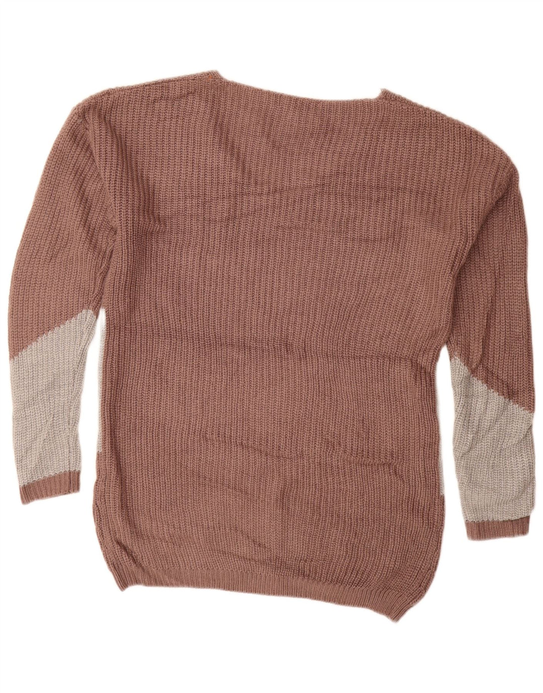 MOSSIMO Womens Oversized V-Neck Jumper Sweater UK 6 XS Brown Colourblock
