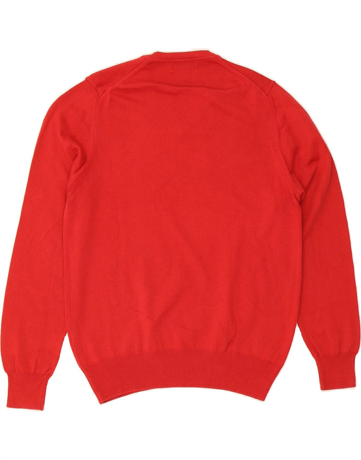 ZARA Mens V-Neck Jumper Sweater Medium Red Vintage Zara and Second-Hand Zara from Messina Hembry 