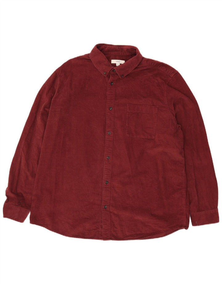 Marks & Spencer Mens Shirt 2XL Burgundy Cotton