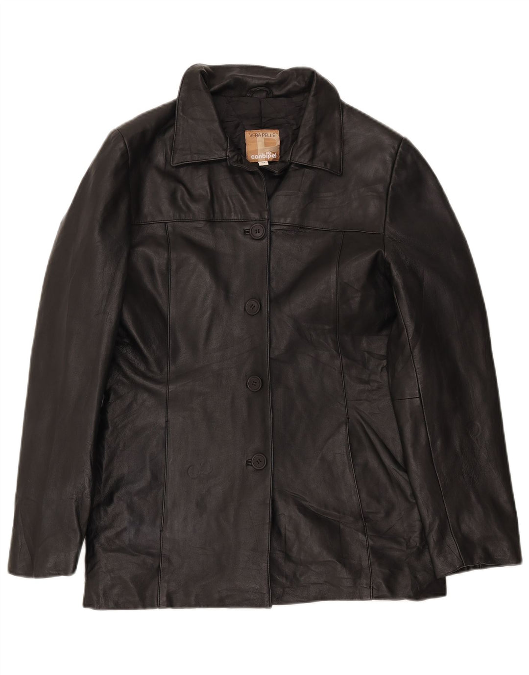 CONBIPEL Womens Leather Jacket IT 44 Medium Black Leather