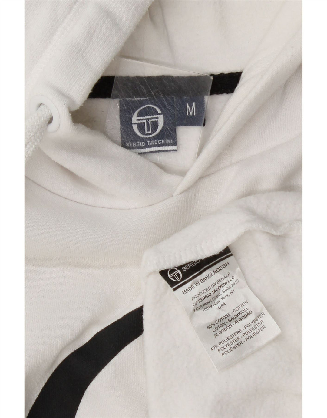 Sergio Tacchini Mens Graphic Hoodie Jumper Medium White Cotton