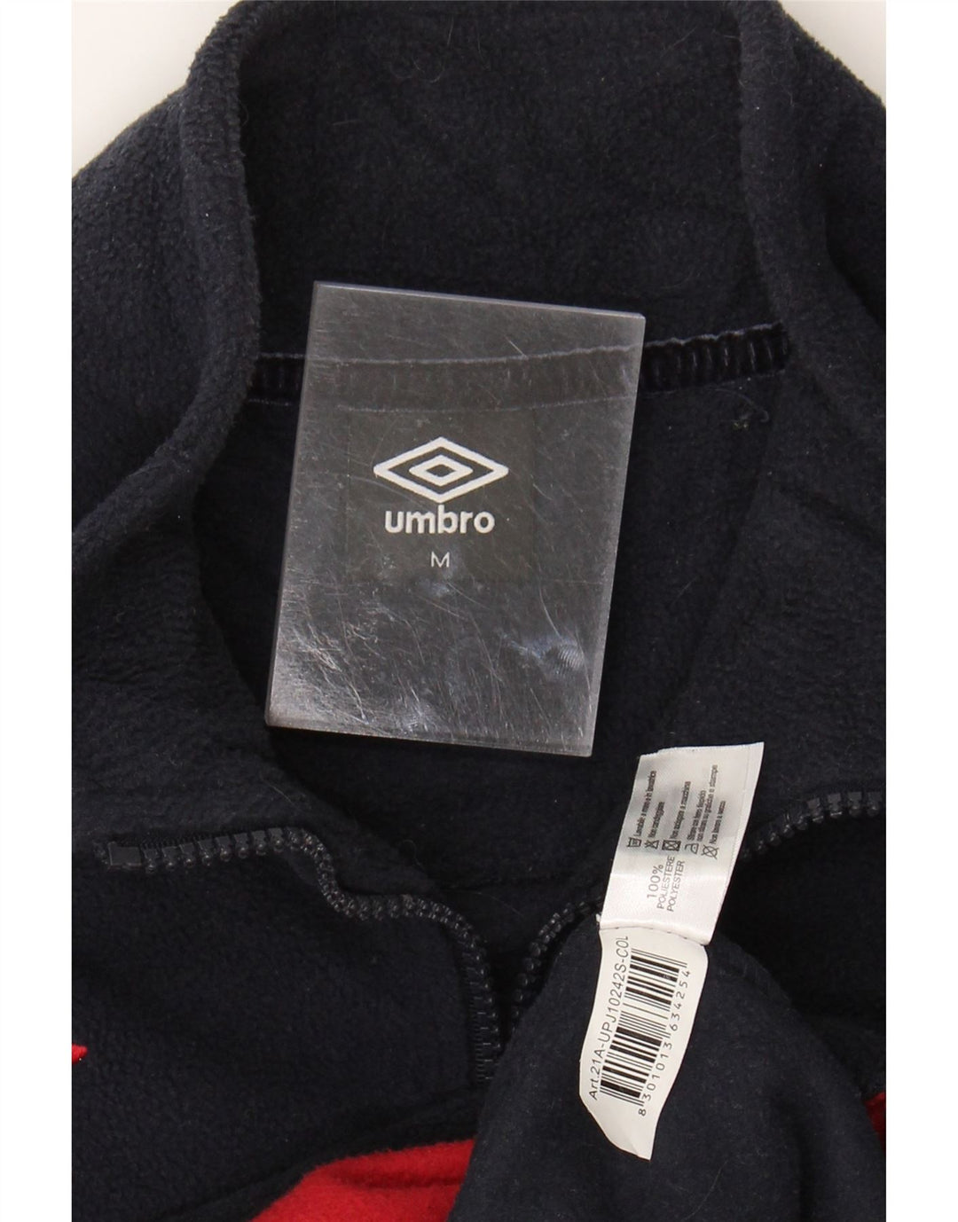 UMBRO Womens Fleece Jacket UK 14 Medium Navy Blue Colourblock Polyester