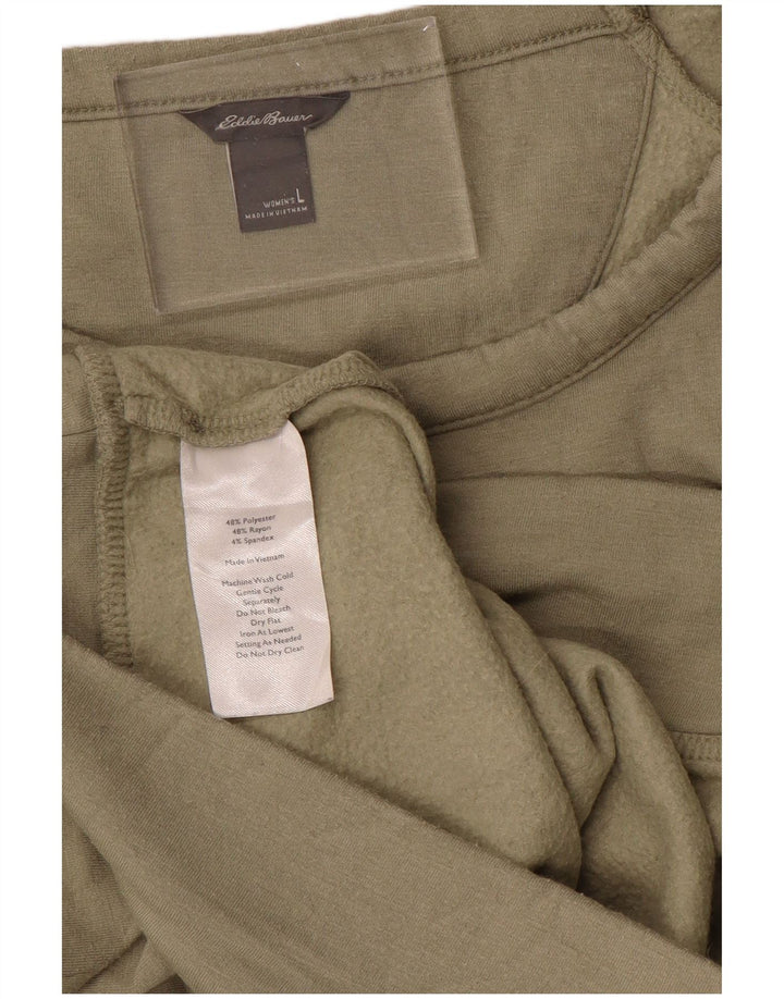 EDDIE BAUER Womens Sweatshirt Jumper UK 16 Large Khaki Polyester