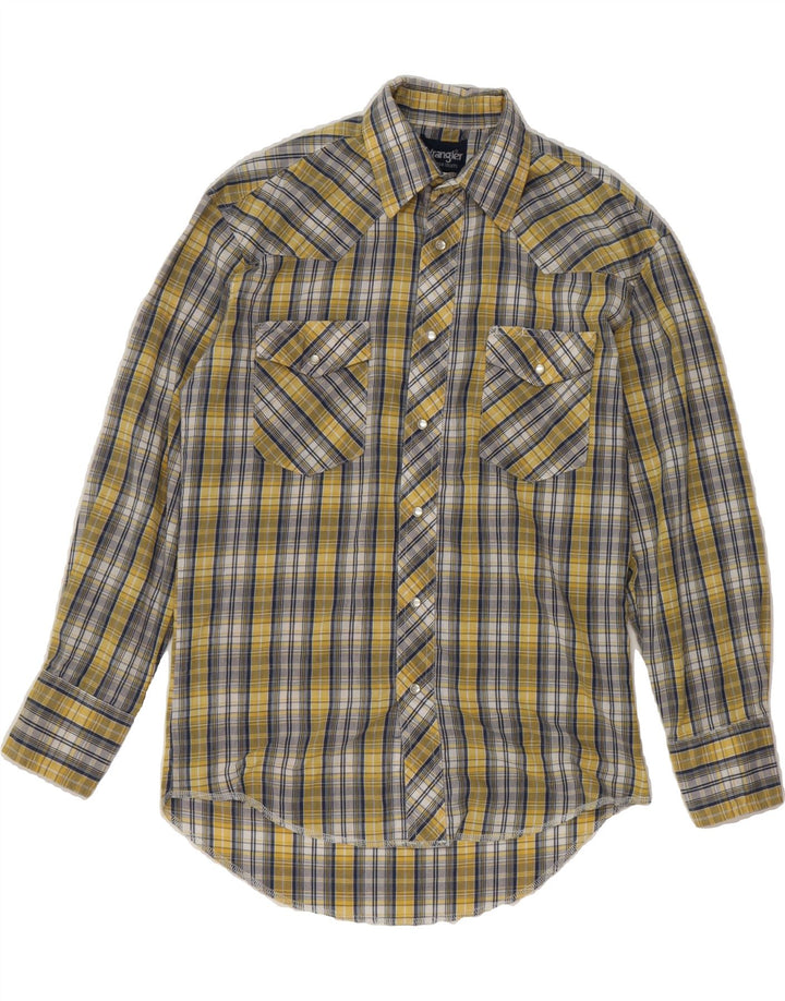 WRANGLER Mens Shirt Size 14 1/2 Small Yellow Check Cotton Vintage Wrangler and Second-Hand Wrangler from Messina Hembry 