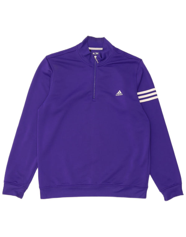 Adidas Mens Climalite Zip Neck Top Long Sleeve Medium Purple Sports