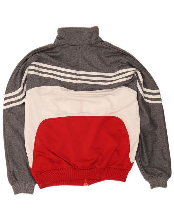 Adidas Boys Tracksuit Top Jacket 13-14 Years Grey Colourblock Polyester