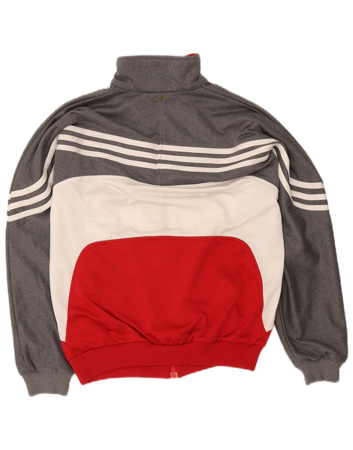 Adidas Boys Tracksuit Top Jacket 13-14 Years Grey Colourblock Polyester