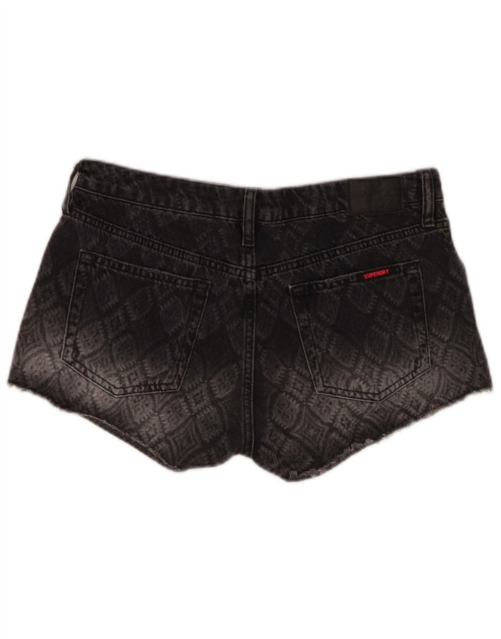 Superdry Womens Denim Shorts W29 Medium Grey Geometric Cotton