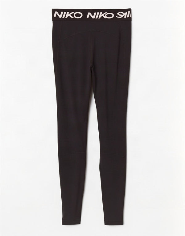 Nike Womens Dri Fit Graphic Leggings UK 8 Small Black Polyester