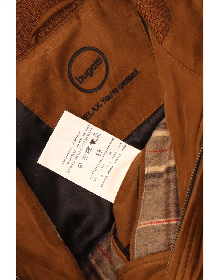 Bugatti Mens Bomber Jacket IT 48 Medium Brown Polyester