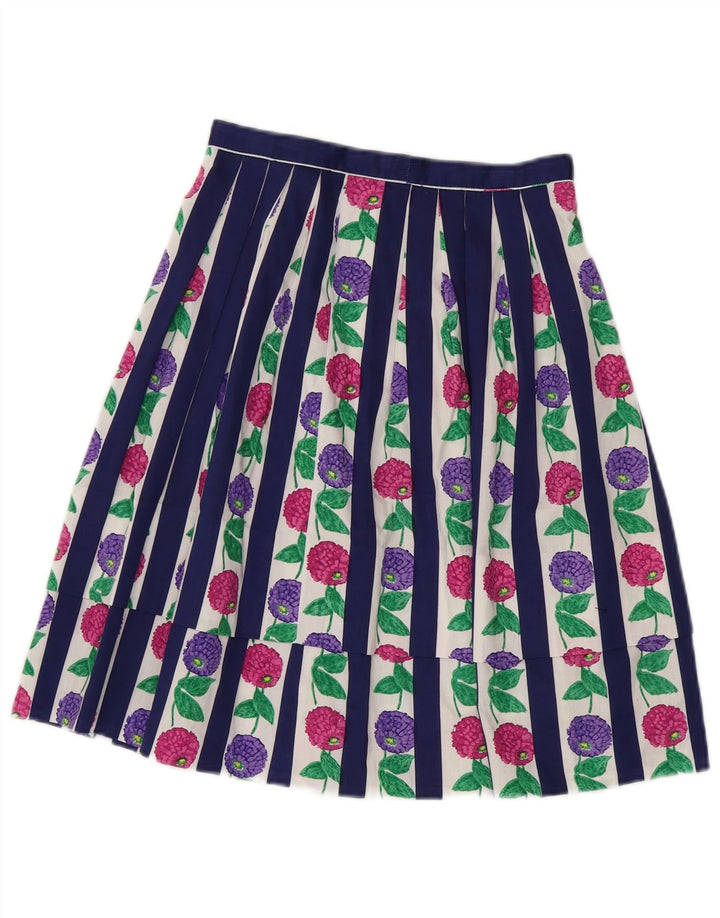 VINTAGE Womens Pleated Skirt W24 XS Blue Floral