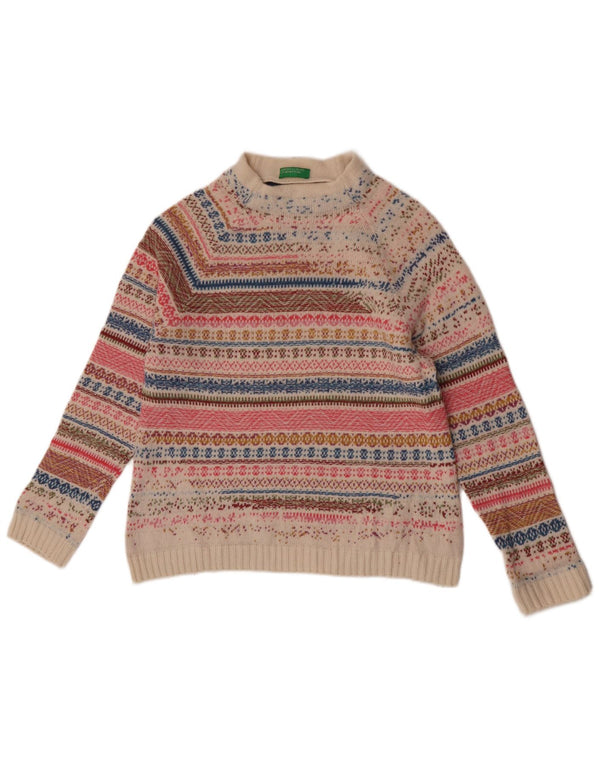 Benetton Womens Turtle Neck Jumper Sweater UK 14 Medium Multicoloured