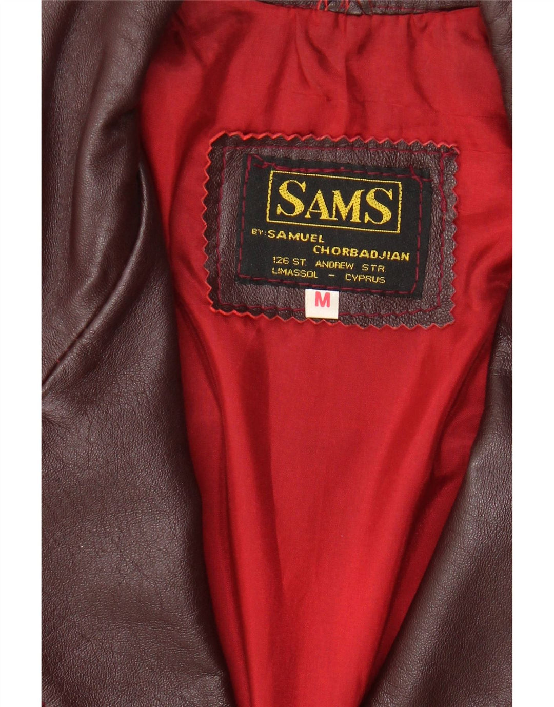 SAMS Womens Leather Jacket UK 14 Medium Burgundy Vintage Sams and Second-Hand Sams from Messina Hembry 