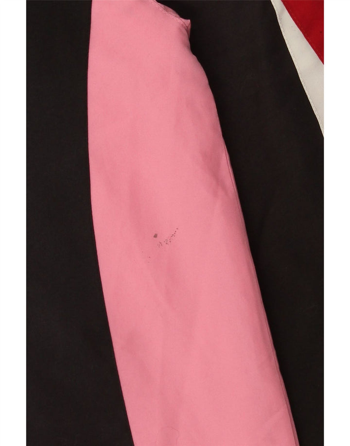 Vintage Mens Tracksuit Top Jacket Small Black Colourblock Polyester