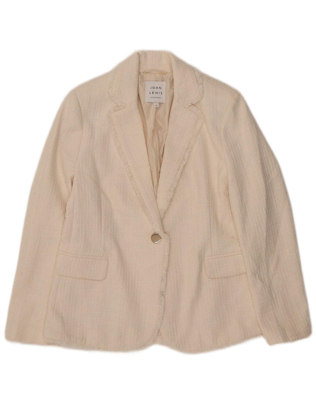John Lewis Womens 1 Button Blazer Jacket UK 10 Small White Cotton