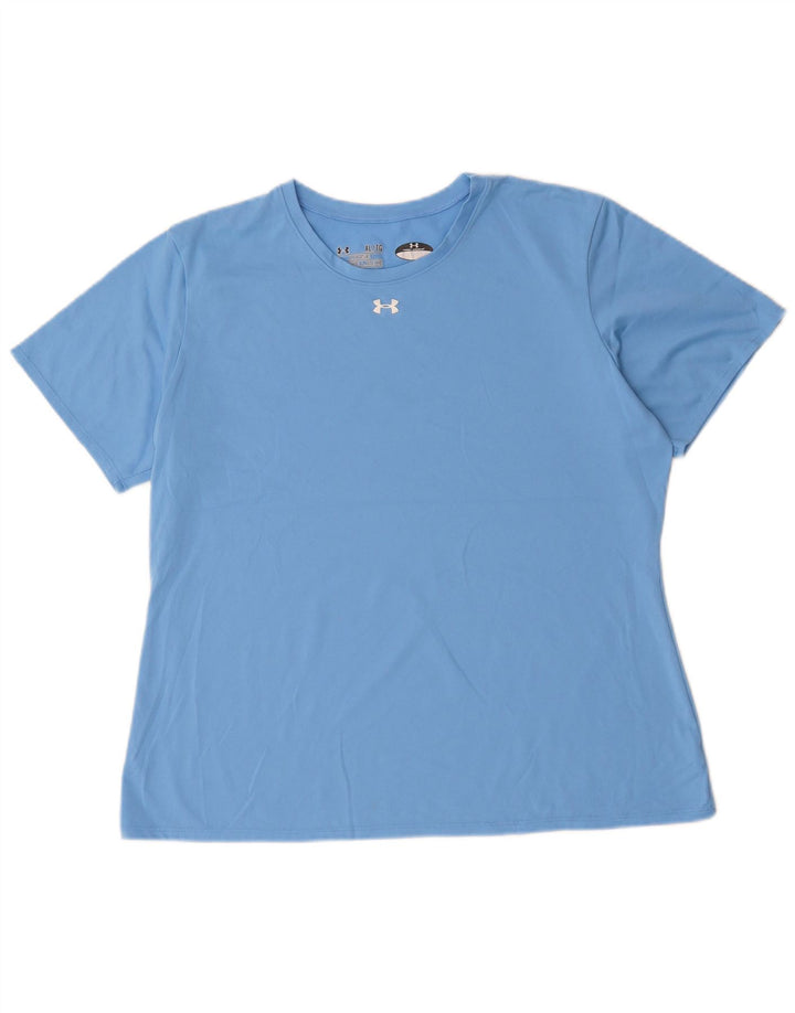 UNDER ARMOUR Womens Heat Gear T-Shirt Top UK 18 XL Blue Polyester