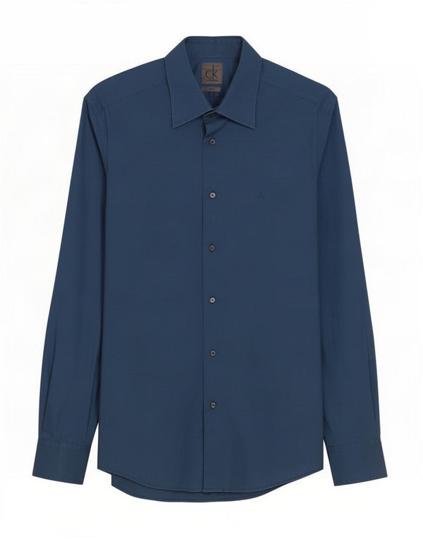 Calvin Klein Mens Slim Fit Shirt Medium Blue Cotton