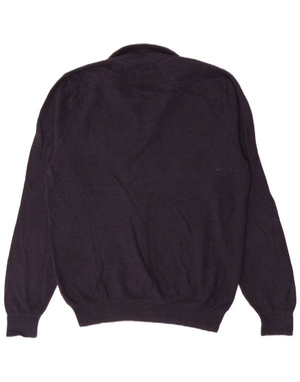 John Lewis Mens Zip Neck Jumper Sweater Large Navy Blue Cotton