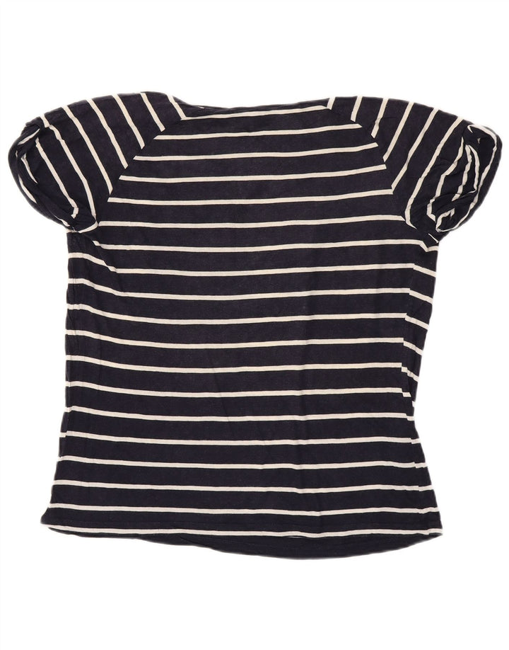 TOMMY HILFIGER Womens T-Shirt Top UK 14 Medium Navy Blue Striped