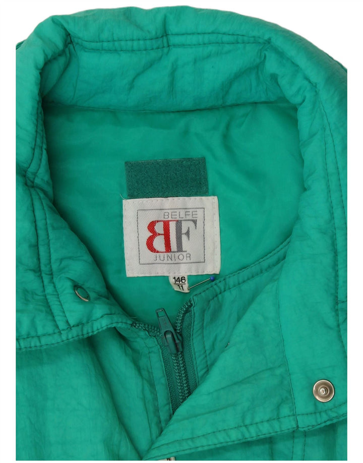 Belfe Girls Oversized Graphic Ski Jacket 10-11 Years Green Polyamide 80s