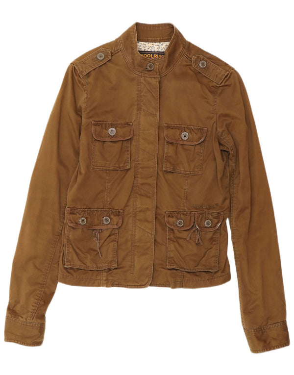 Woolrich Womens Military Jacket UK 12 Medium Brown Cotton