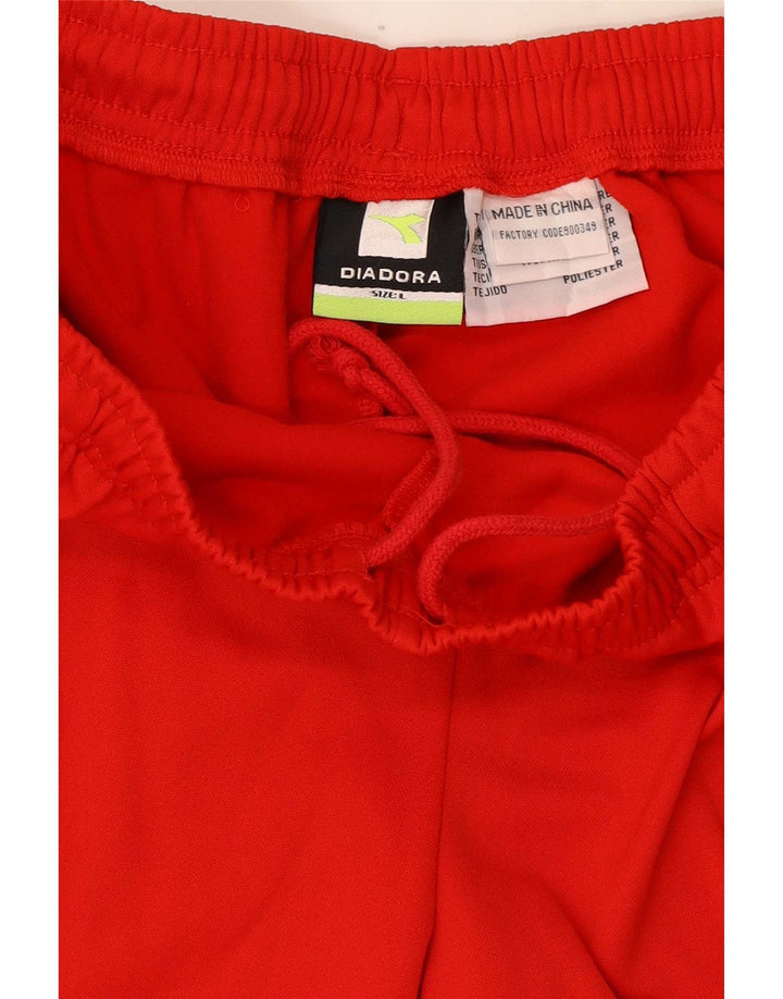 Diadora Mens Bermuda Sport Shorts Large Red Colourblock Polyester