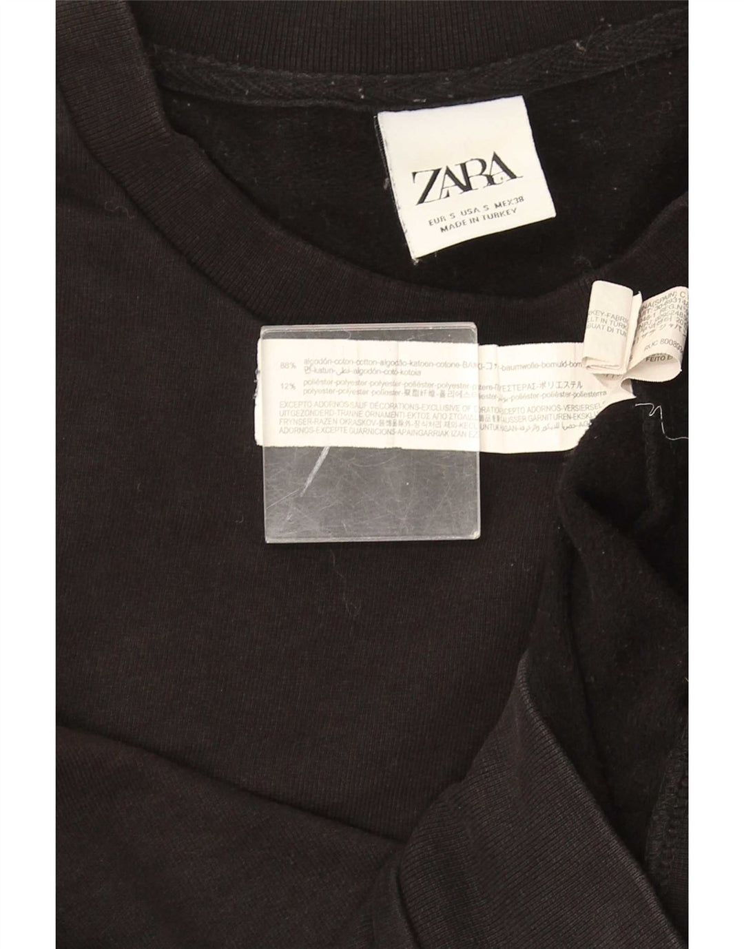 Zara Mens Sweatshirt Jumper Small Black Cotton