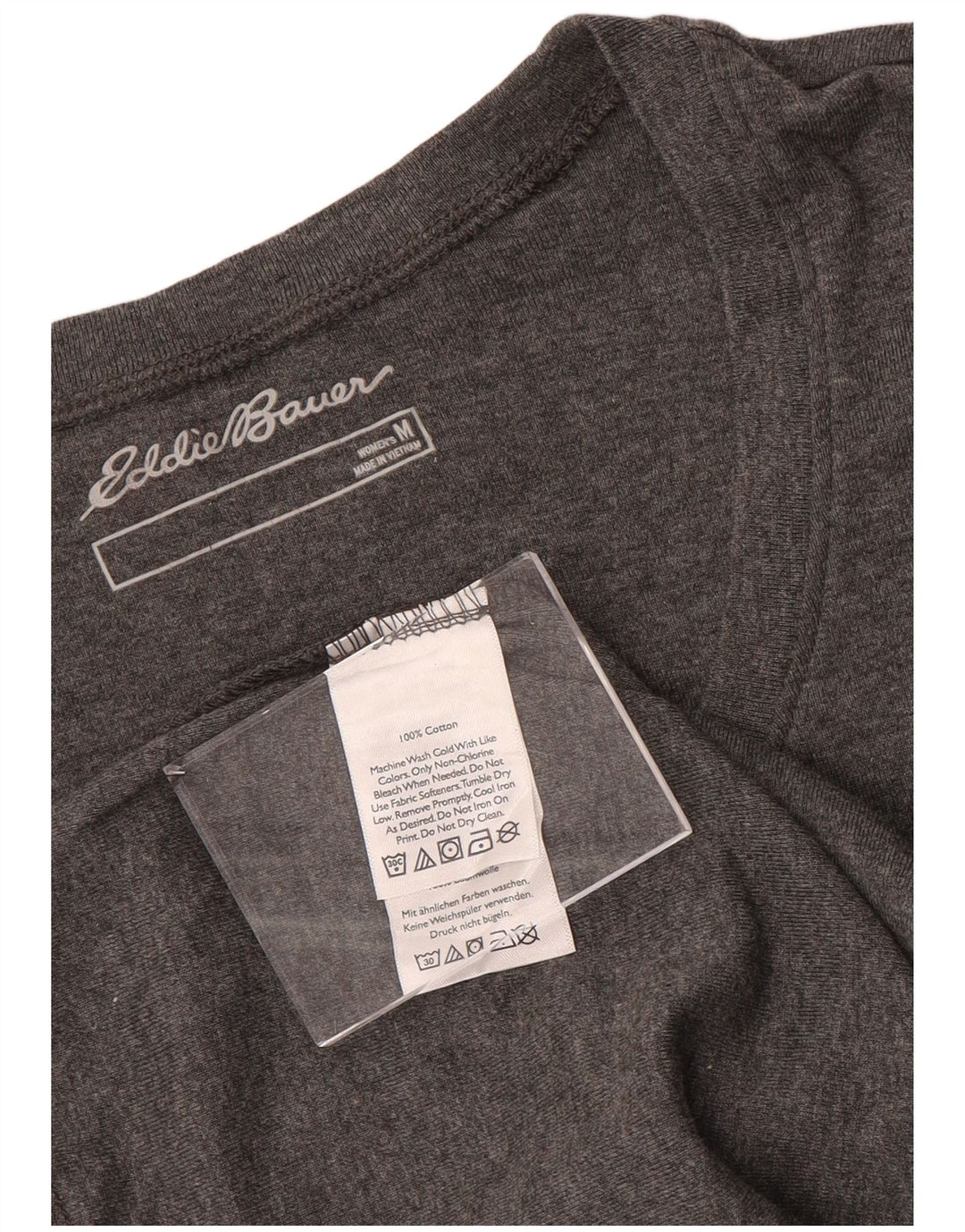EDDIE BAUER Womens Top 3/4 Sleeve UK 12 Medium Grey Cotton