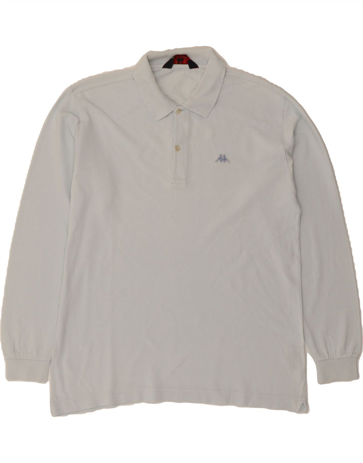 KAPPA Mens Long Sleeve Polo Shirt Medium Blue Cotton Vintage Kappa and Second-Hand Kappa from Messina Hembry 