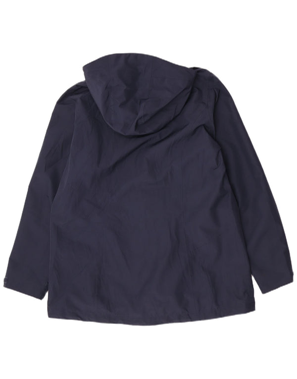 Jack Wolfskin Womens Hooded Regular Fit Rain Jacket UK 18 XL Navy Blue