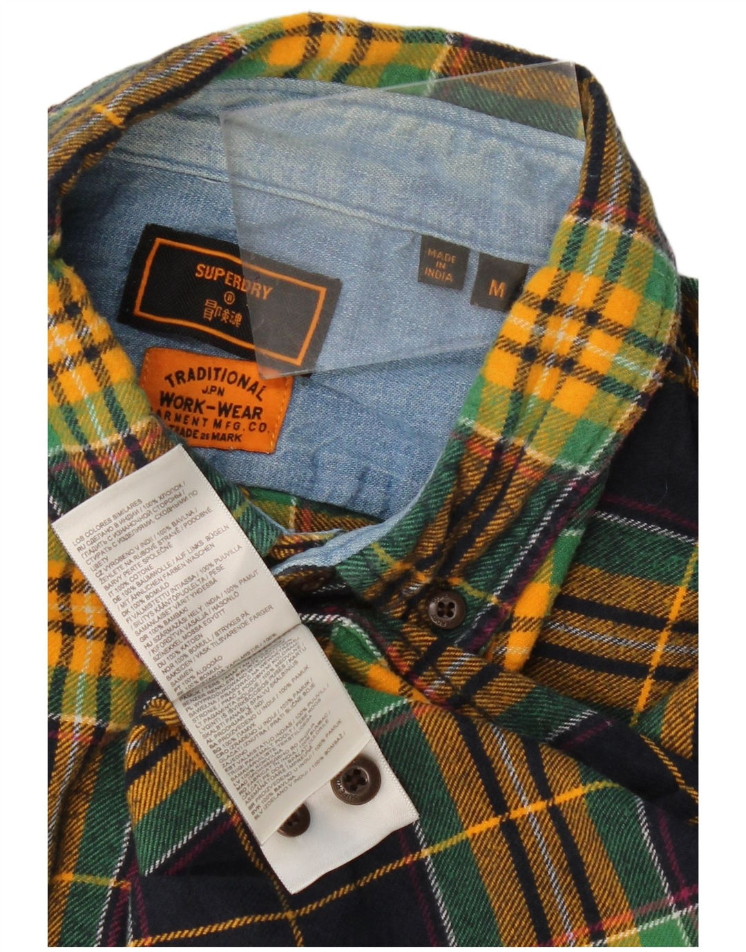 Superdry Mens Checked  Flannel Shirt Medium Multicoloured Plaid Cotton