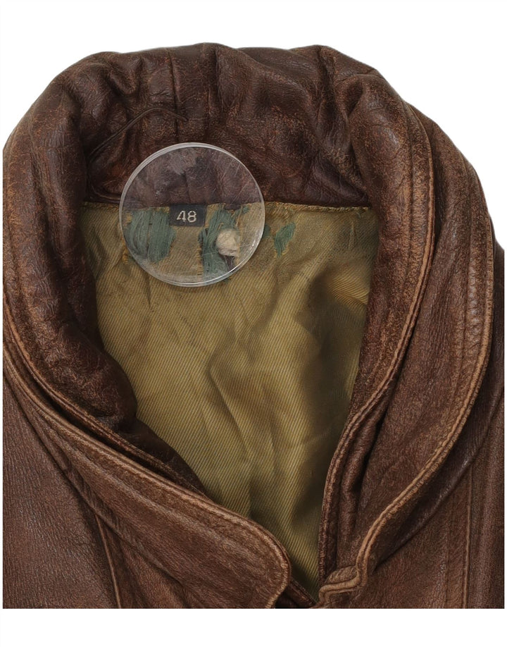 Vintage Mens Leather Jacket IT 48 Medium Brown Leather