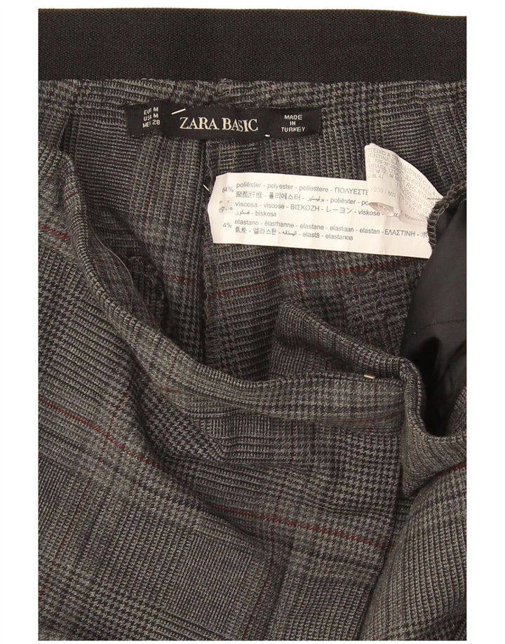 Zara Womens Slim Chino Trousers Medium W32 L26 Grey Check Polyester