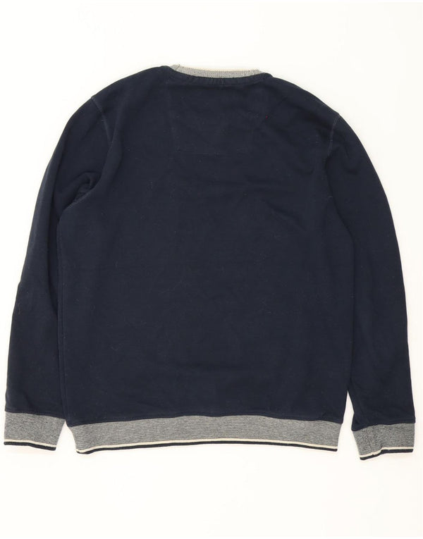 Crew Clothing Mens Sweatshirt Jumper Large Navy Blue Colourblock Polyester